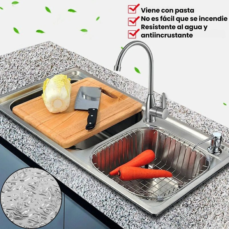 Salpicadero De Cocina Adhesivo Papel De Aluminio